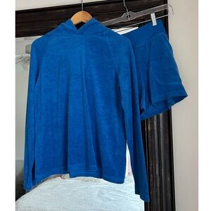 Warm Fun Blue Hoodie Short Set